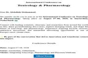 دعوت از دکتر محمد عبداللهی برای حضور در کنفرانس بین‌ المللی Toxicology & Pharmacology 2026 در آمستردام